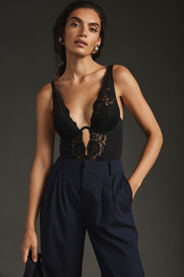 By Anthropologie Plunge Underwire Lace Bodysuit #1