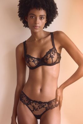 Shop Journelle Embroidered Thong In Black
