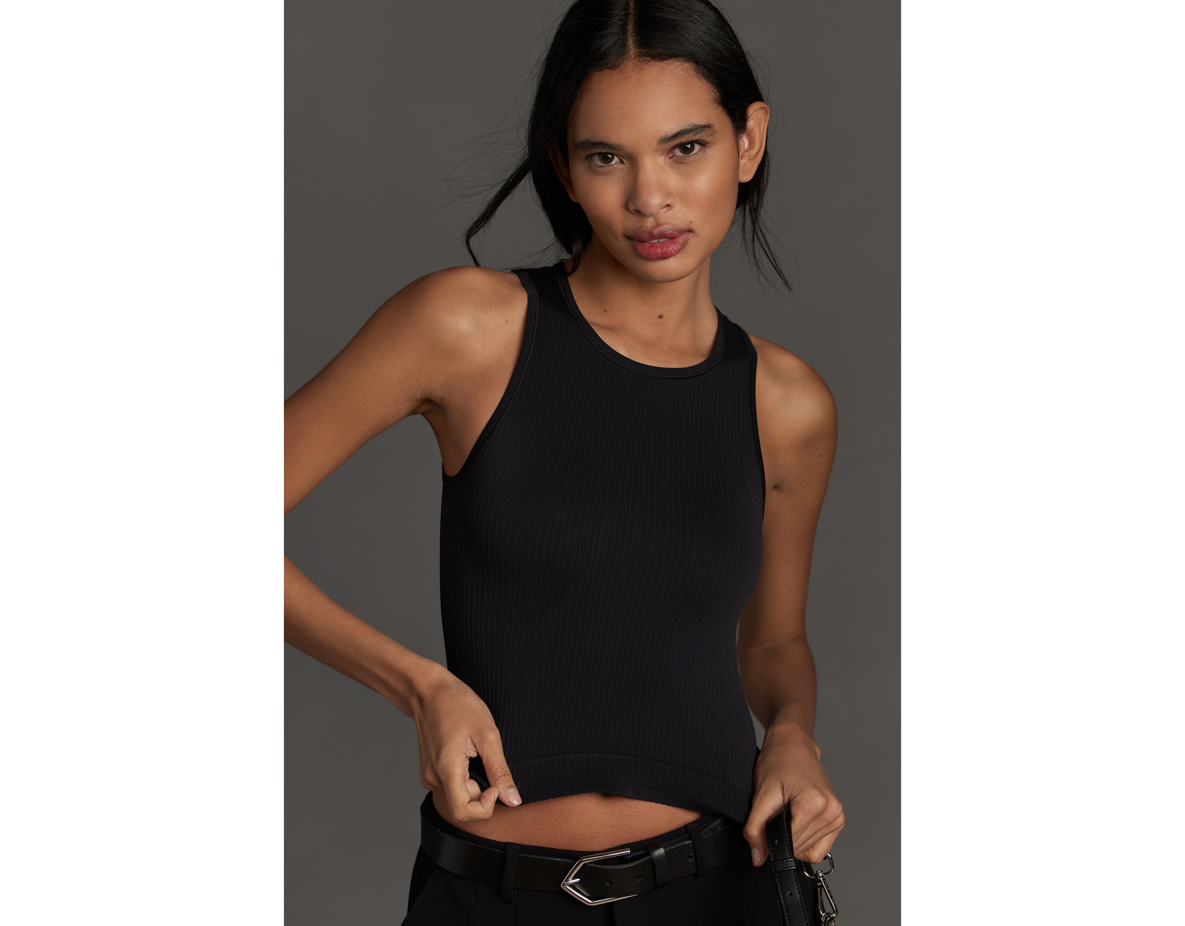 Reegan Crew-Neck Crop Racerback Seamless Tank