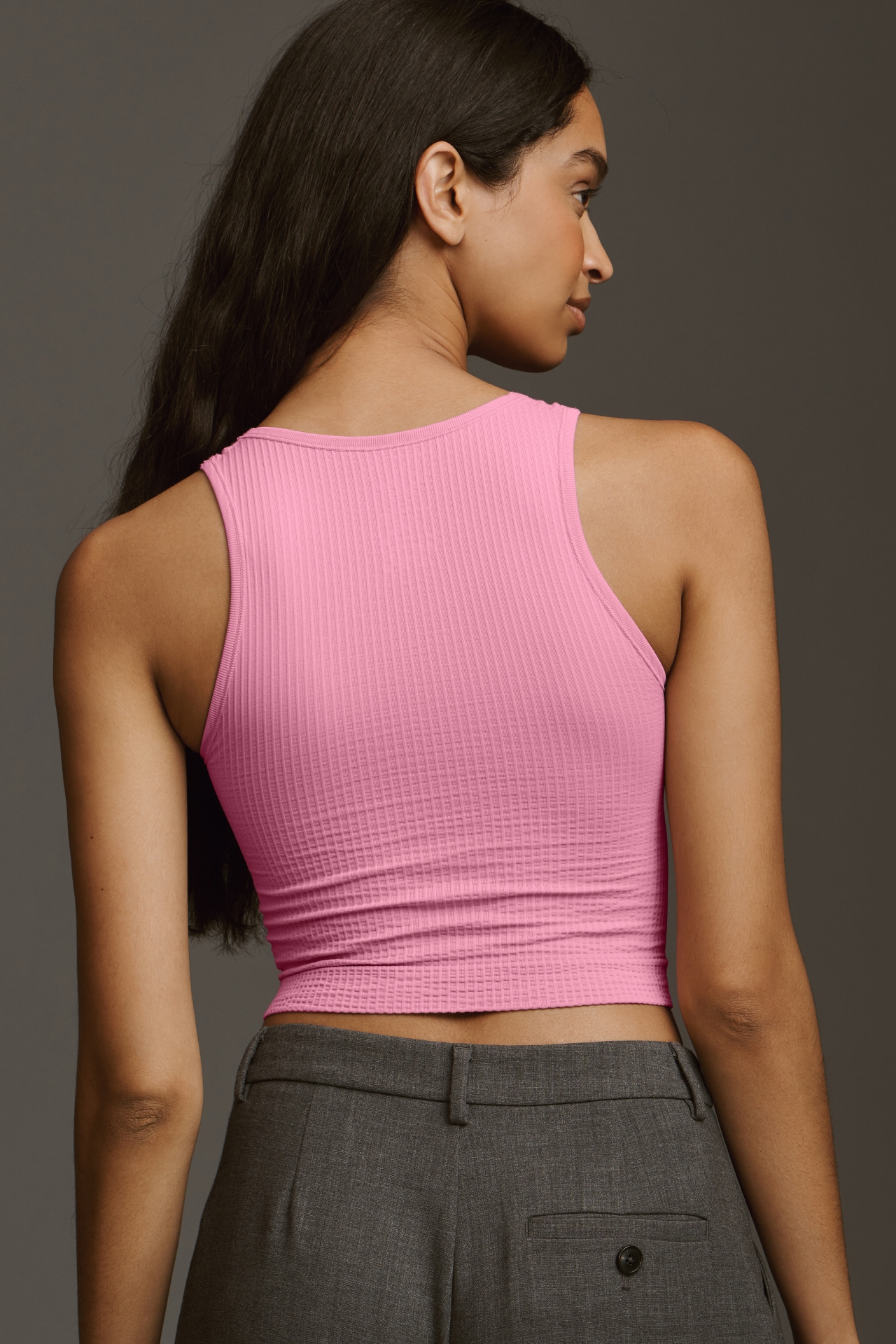 The Reegan Crew-Neck Crop Racerback Seamless Tank Top