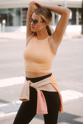 By Anthropologie The Reegan Seamless Ribbed Cropped Tank Top In Orange