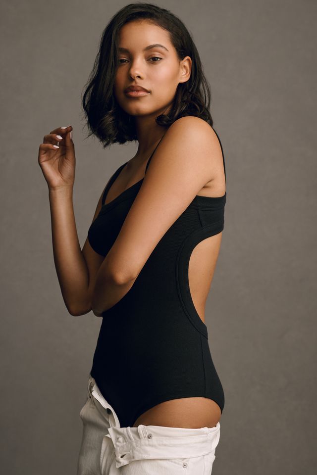 By Anthropologie Ribbed Cotton Cutout Bodysuit #1