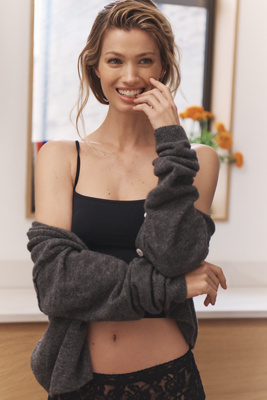 By Anthropologie The Renna Seamless Square-neck Tank Top In Black