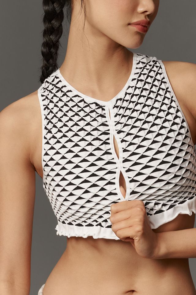 By Anthropologie Top Canotta con Scollo a Barchetta Arricciato #3
