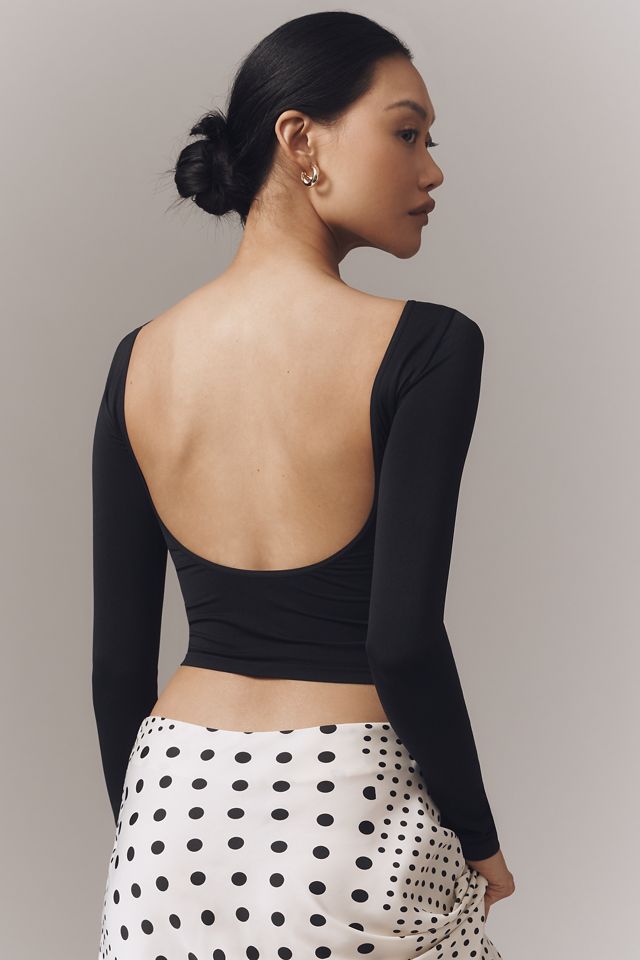 The Renna Seamless Long-Sleeve Scoop-Back Top #1