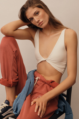 By Anthropologie The Renna Seamless Twist Tank Top In White