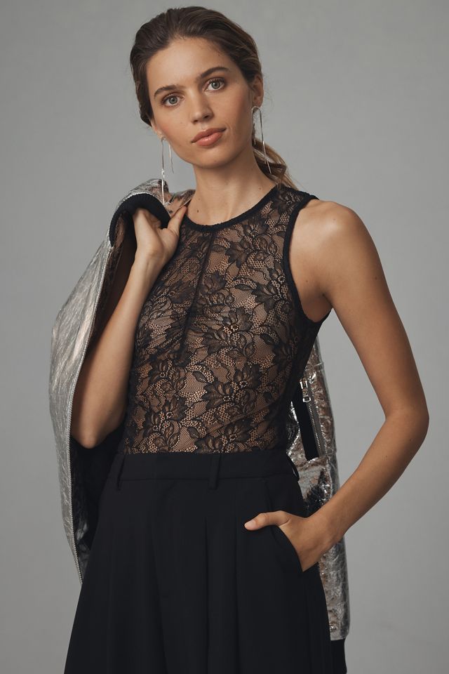 By Anthropologie High-Neck Lace Bodysuit #1