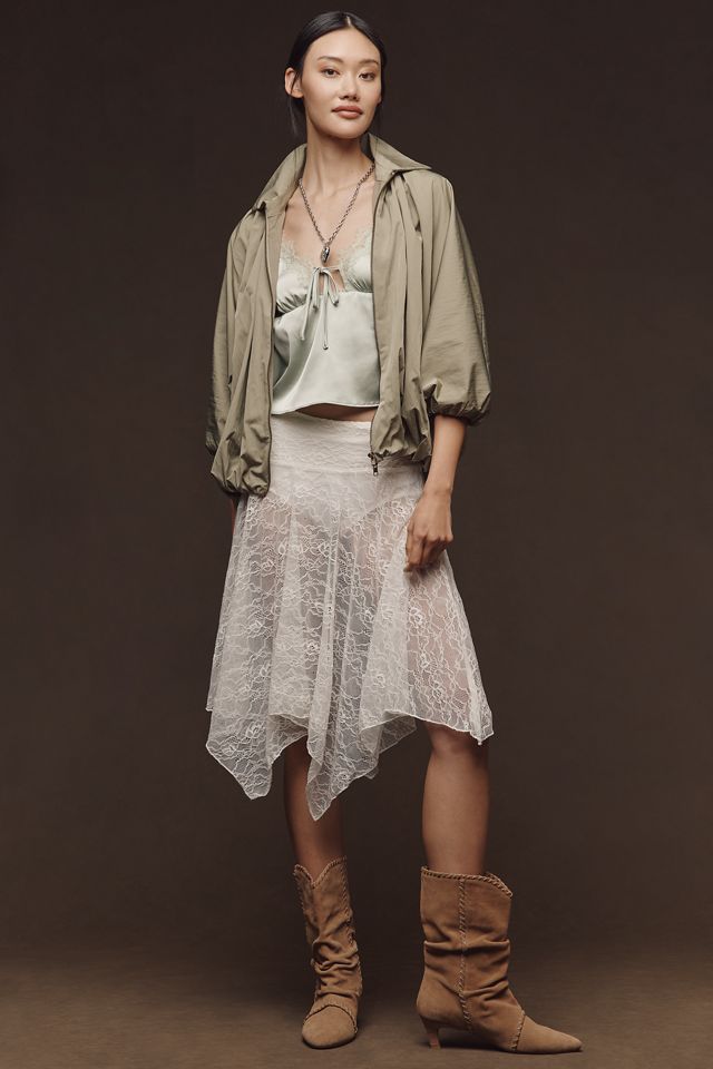 LyreBird Asymmetric Lace Midi Skirt #2