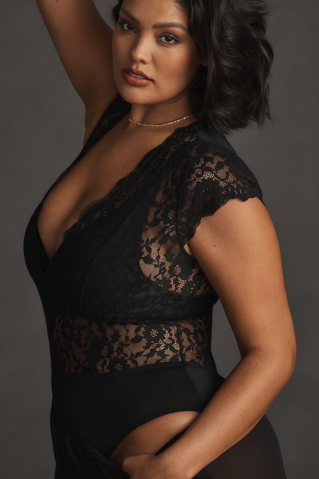 By Anthropologie Cap-Sleeve Lace Bodysuit #7