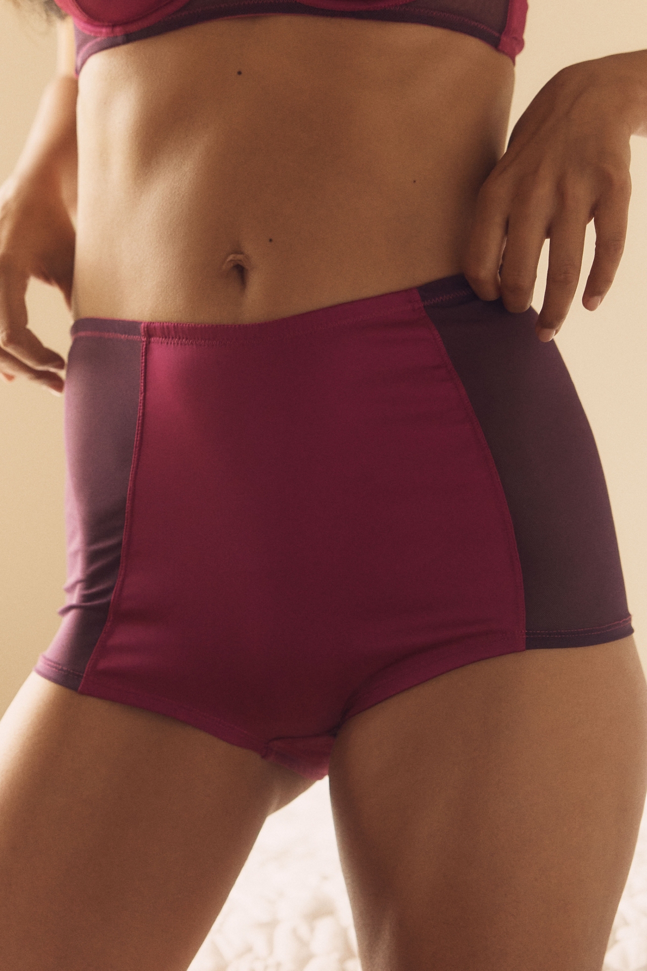 LyreBird Satin Mesh High-Waisted Boyshorts