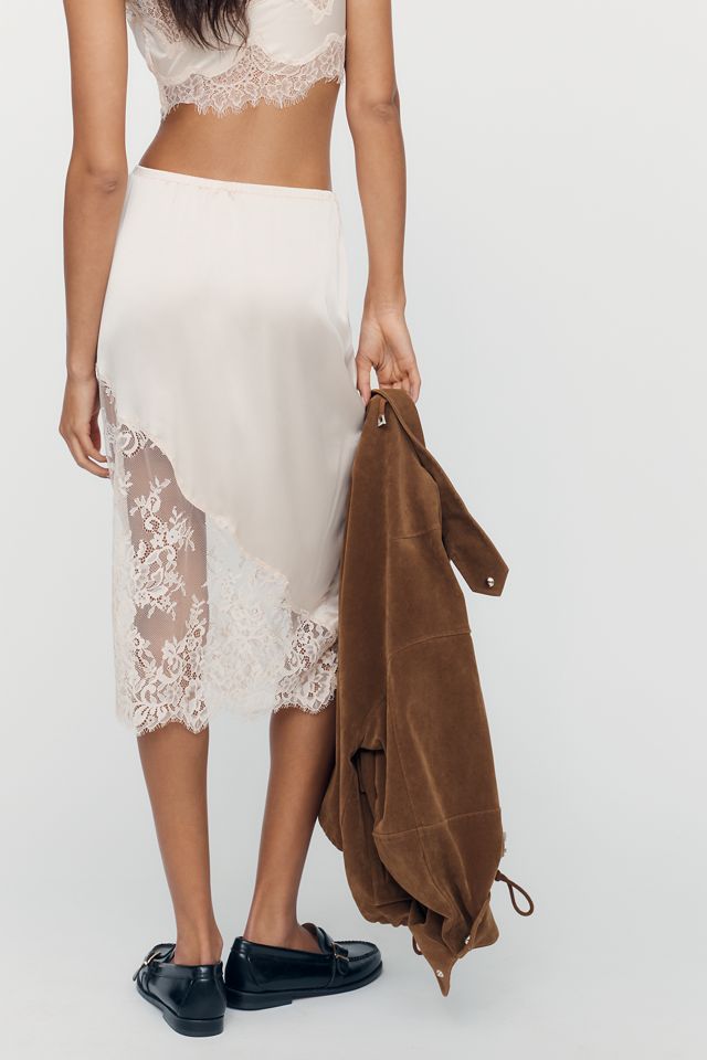 By Anthropologie Lace-Trim Midi Slip Skirt #3
