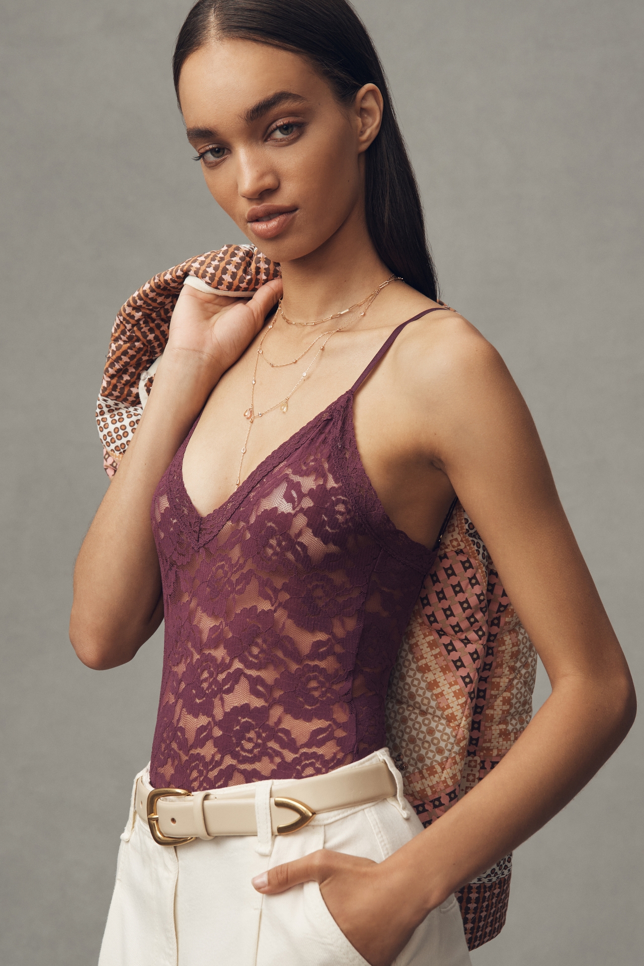 The Sabrina V-Neck Lace Bodysuit