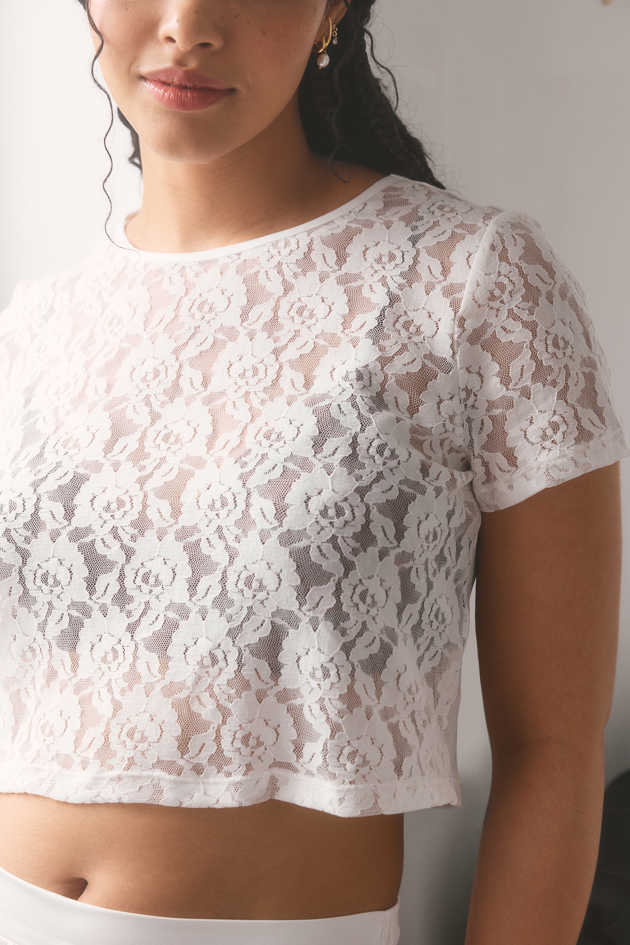 By Anthropologie Lace Baby Tee