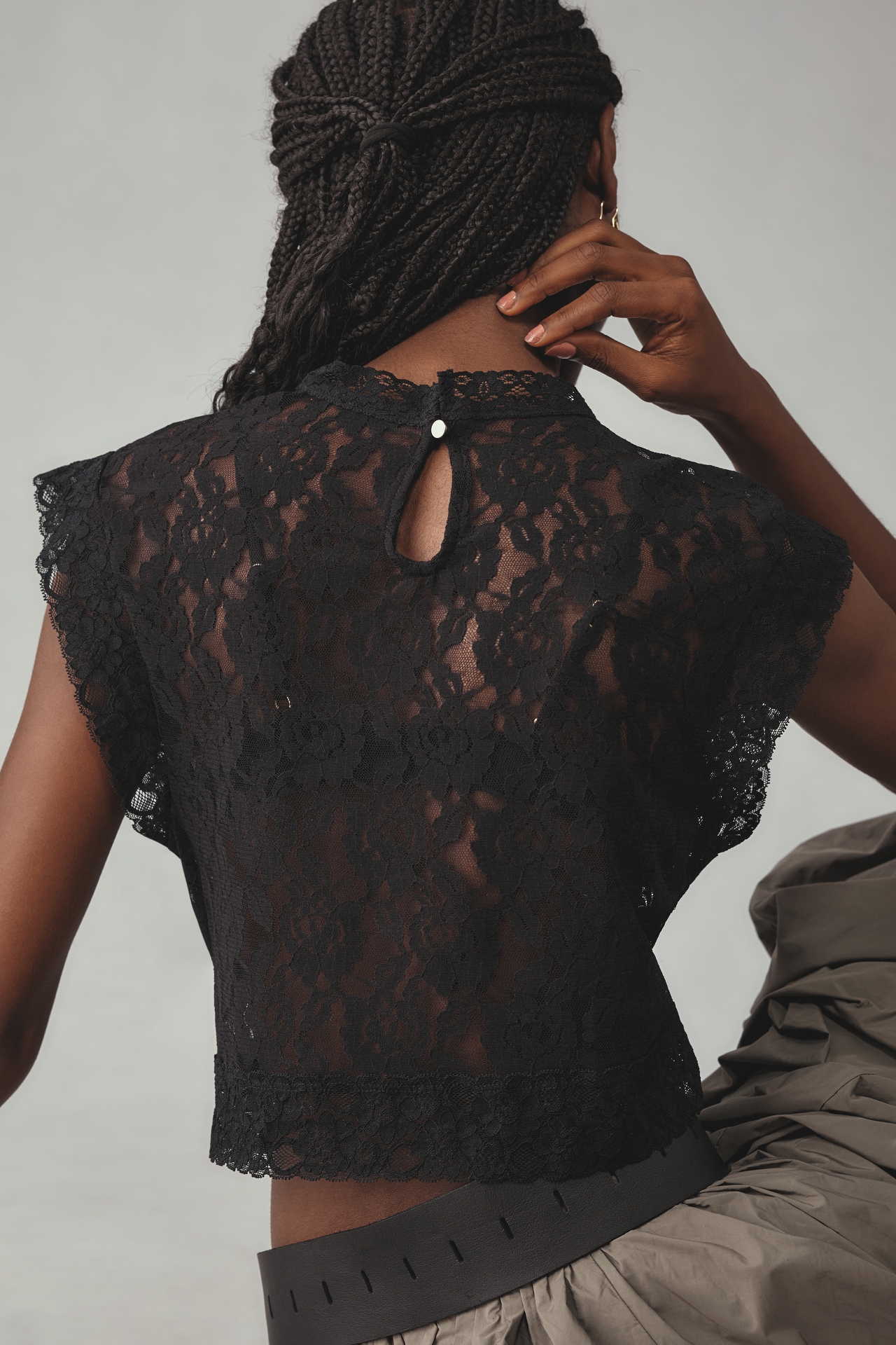 By Anthropologie High-Neck Lace Layering Top