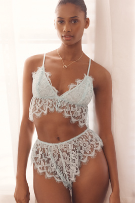 By Anthropologie Ruffle Lace Panty In Blue