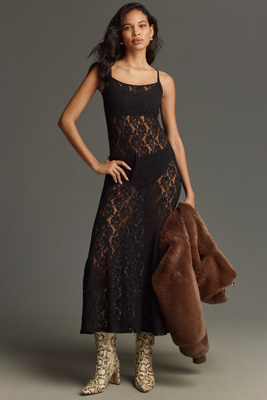 Lace Godet Maxi Slip Dress