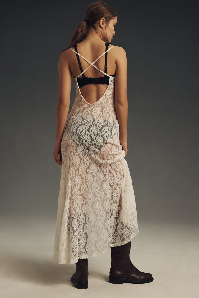 By Anthropologie Lace Godet Maxi Slip Dress #3