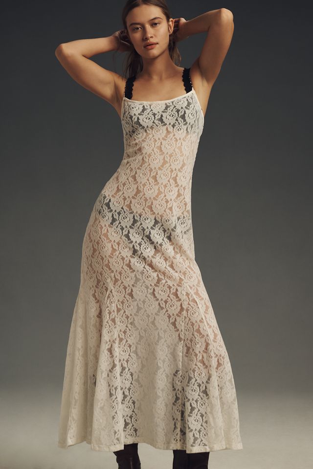 By Anthropologie Lace Godet Maxi Slip Dress #2