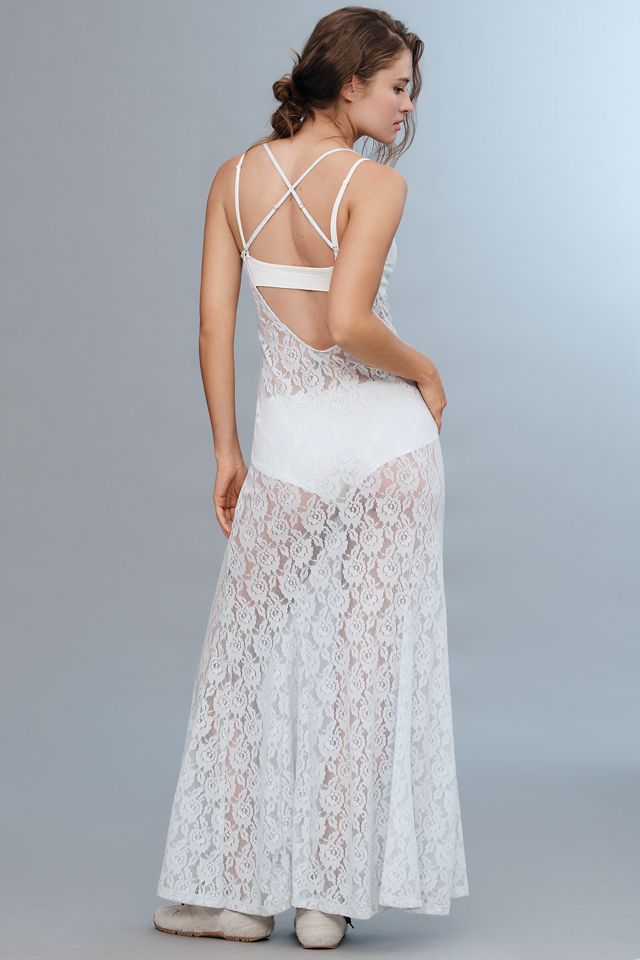 By Anthropologie Lace Godet Maxi Slip Dress #1