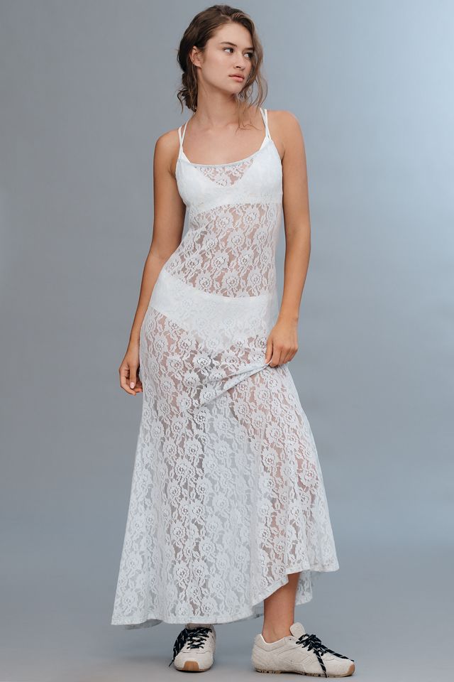 By Anthropologie Lace Godet Maxi Slip Dress #3
