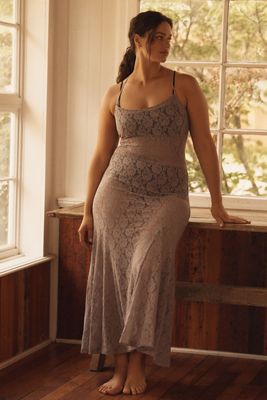 By Anthropologie Lace Godet Maxi Slip Dress