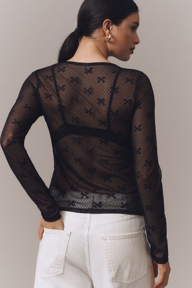 By Anthropologie Long-Sleeve Novelty Lace Top #2