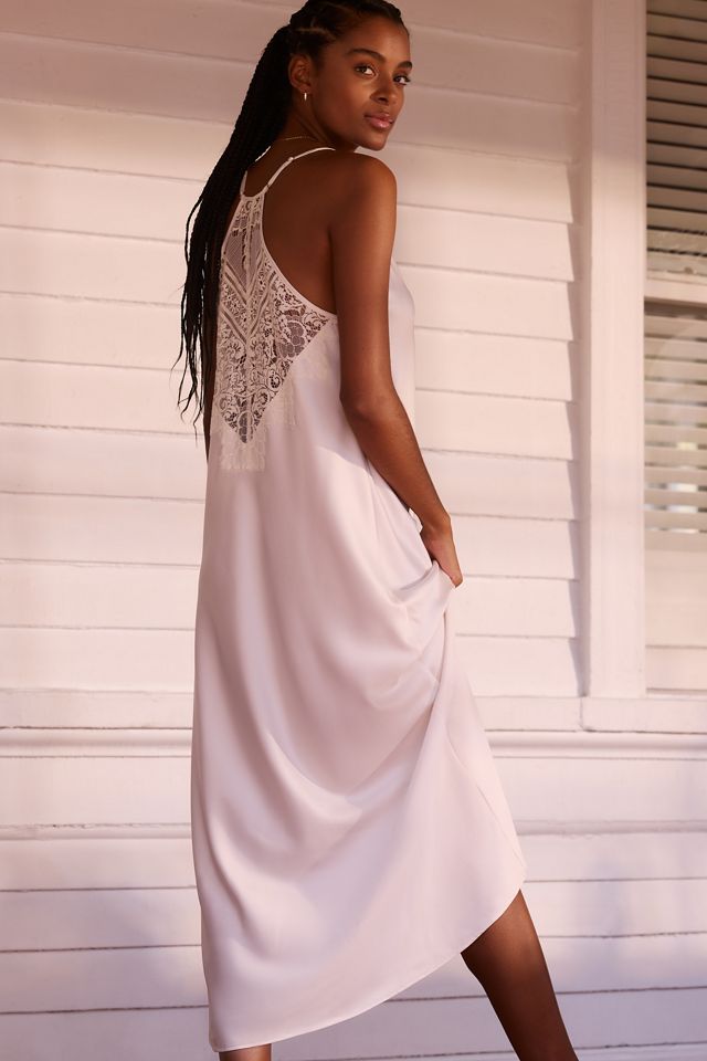 Flora Nikrooz Genevive Lace-Trimmed V-Neck Chemise | Anthropologie