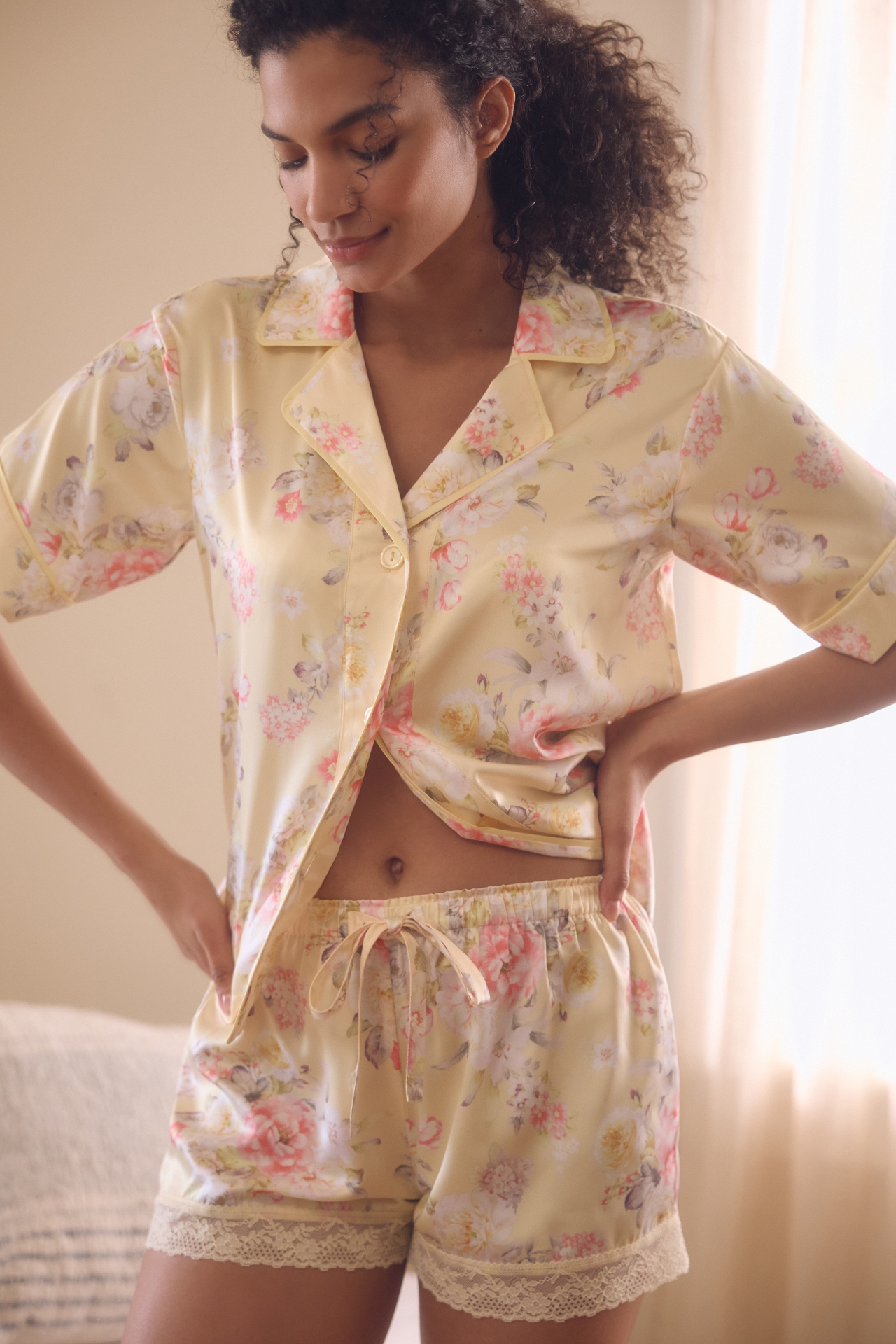 Flora Nikrooz Short-Sleeve Selena Satin Pajama Set