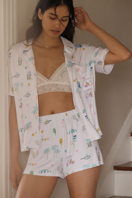 Z Supply Court Sports Pajama Shorts In White