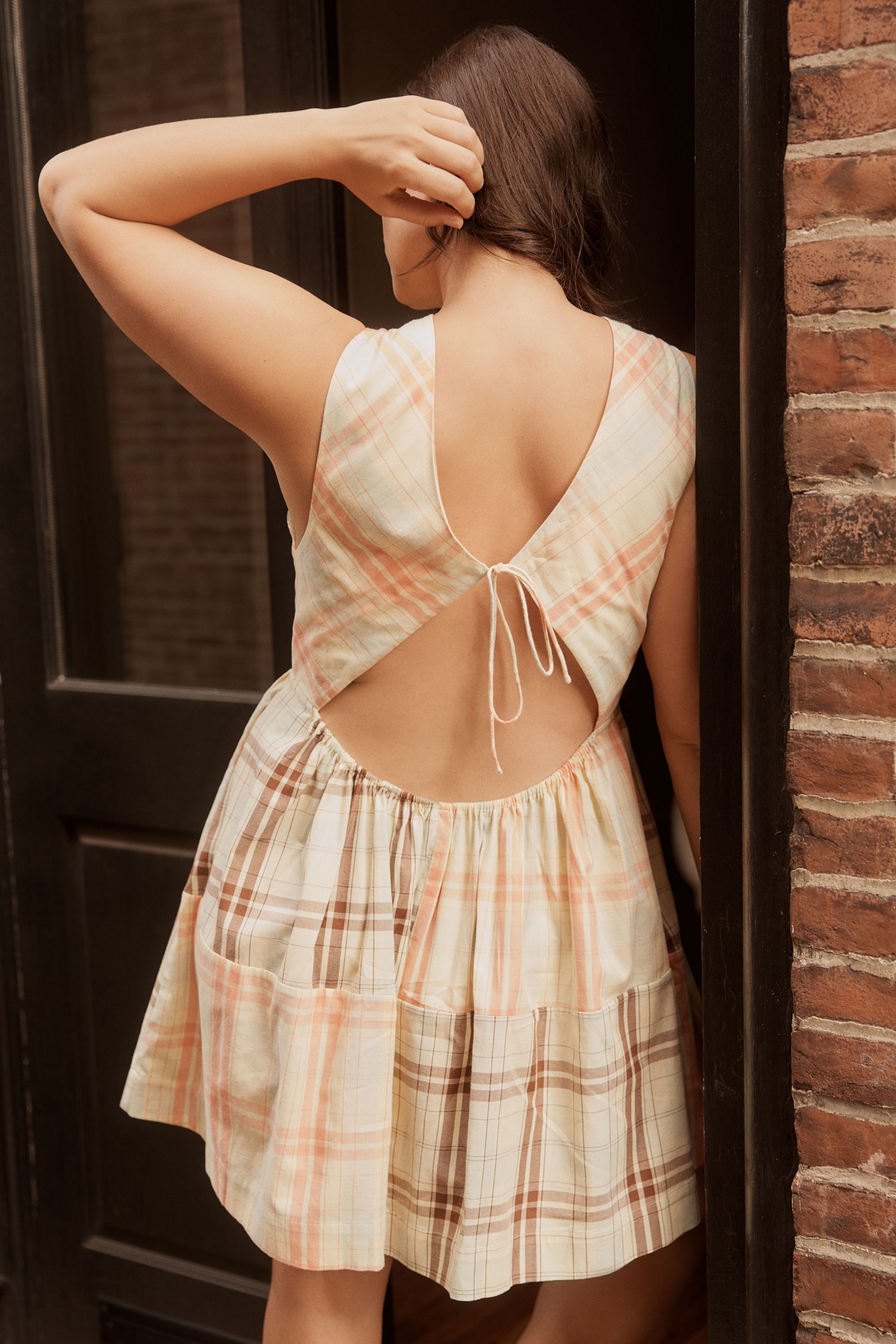 LyreBird Sleeveless Plaid Nap Mini Dress