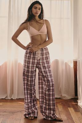 Shop By Anthropologie Flannel Boxer Pants In Pink