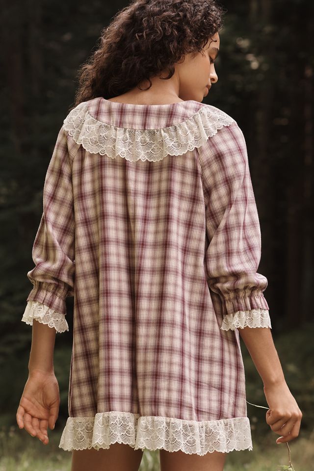 By Anthropologie Flannel Pajama Romper #1
