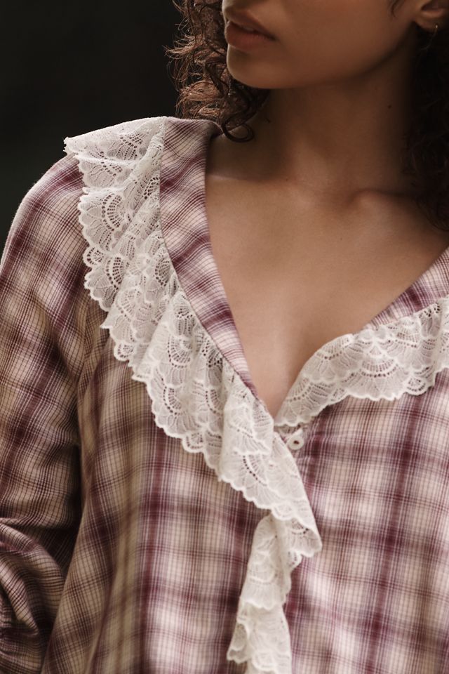 By Anthropologie Flannel Pajama Romper #2
