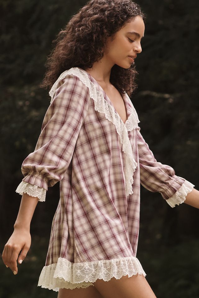 By Anthropologie Flannel Pajama Romper #3