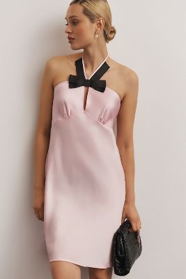anthropologie green bow dress By Halter Mini swim-apres