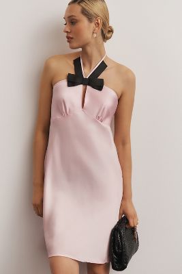 Shop By Anthropologie Bow Halter Mini Dress In Pink