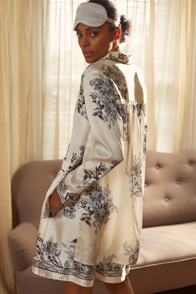 By Anthropologie Printed Satin Pajama Top #1