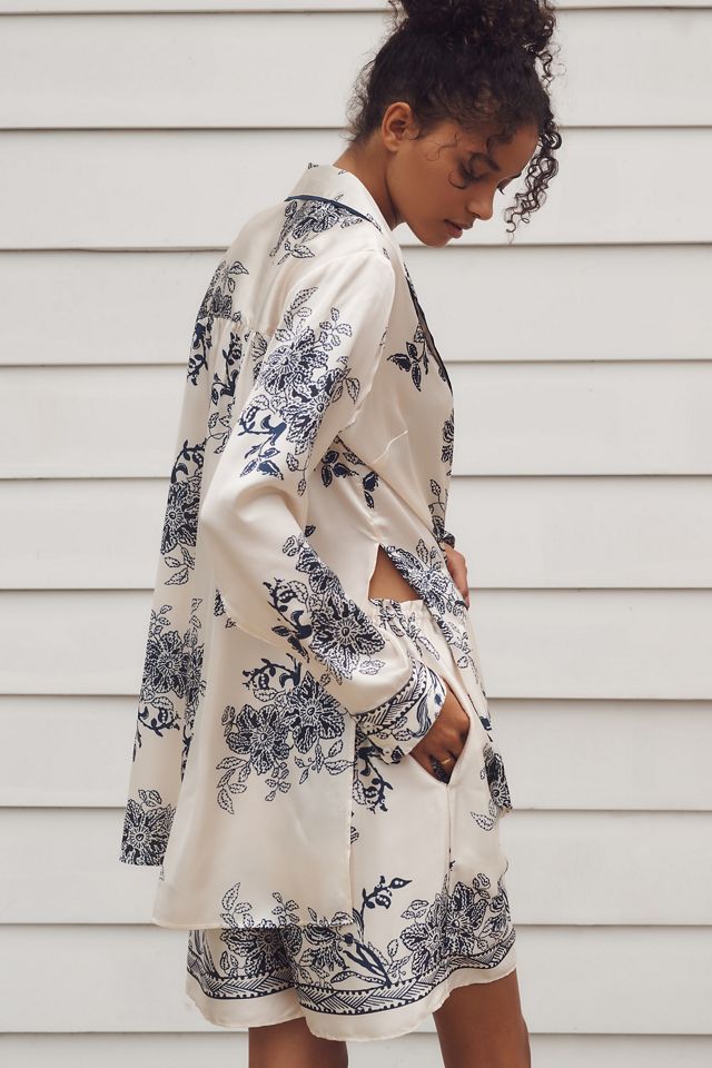 By Anthropologie Printed Satin Pajama Top #3