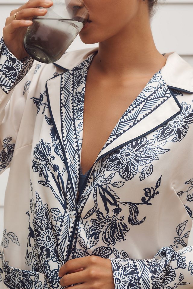 By Anthropologie Printed Satin Pajama Top #4