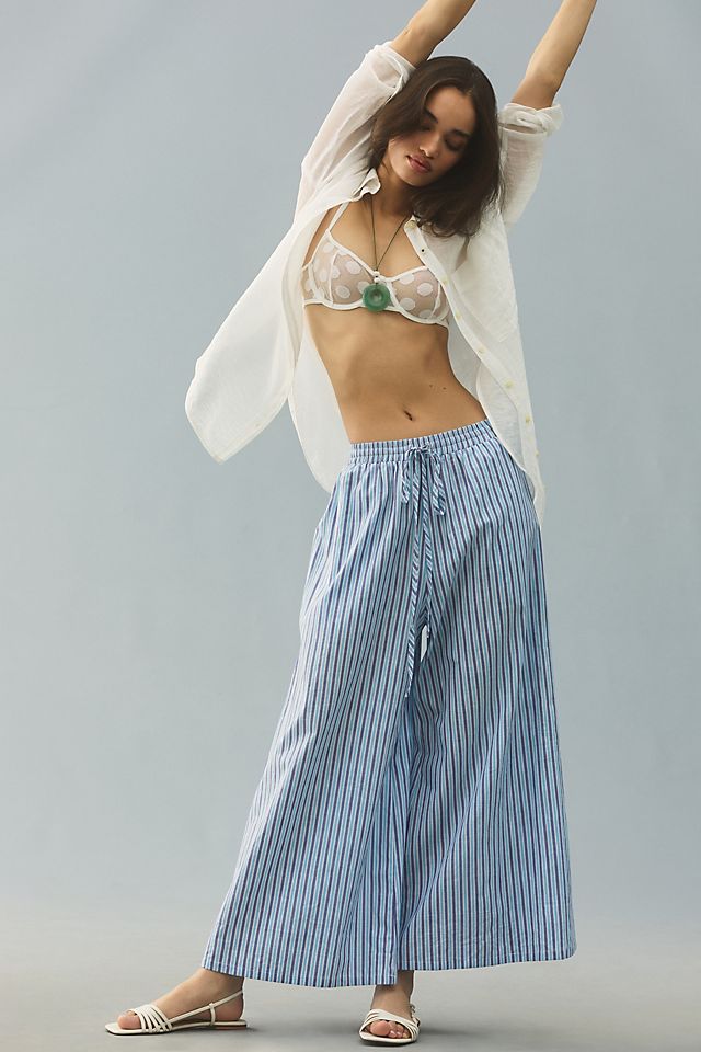 By Anthropologie Striped Wide-Leg Pants