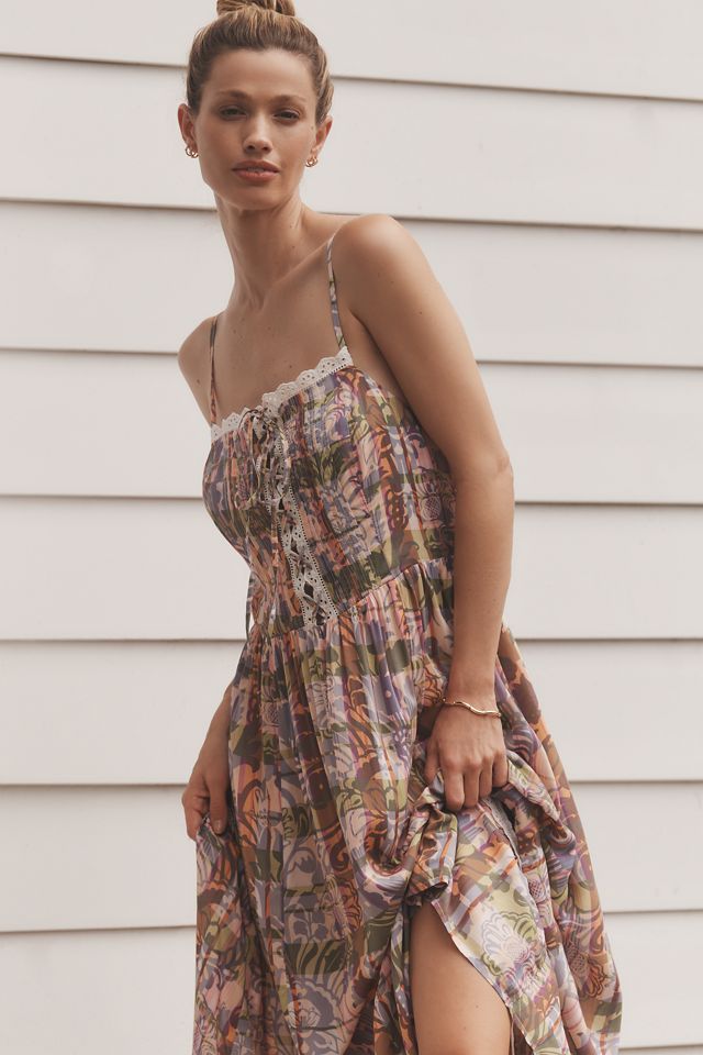 By Anthropologie Sleeveless Eyelet-Trimmed Open-Back Maxi Dress #1