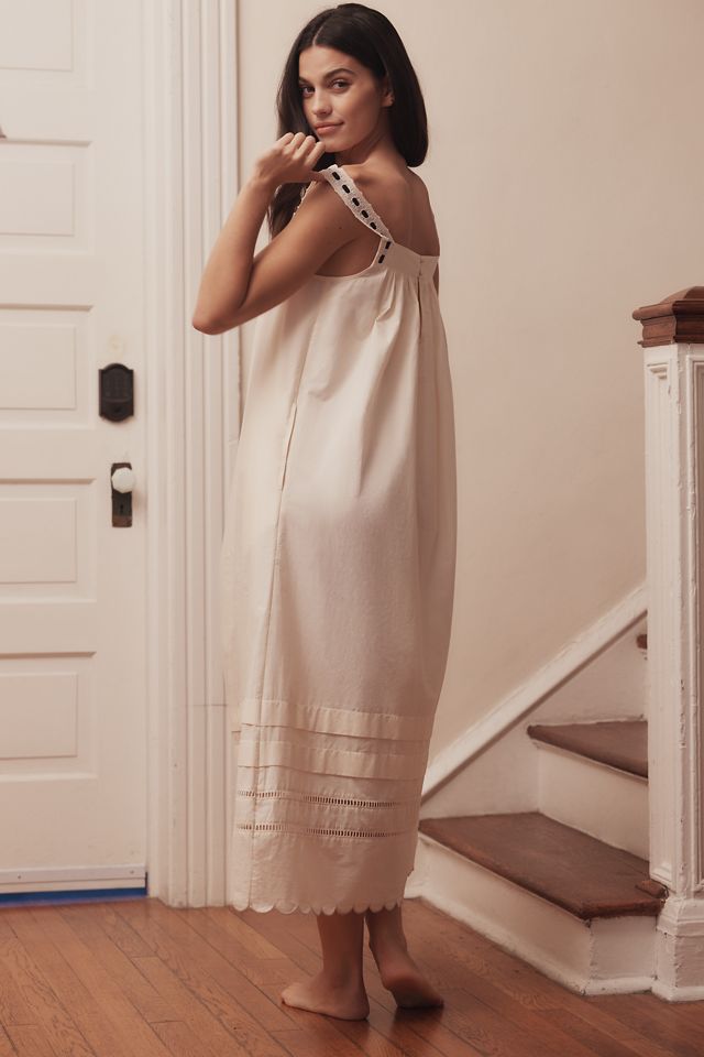 By Anthropologie Scalloped Cotton Nightgown #1