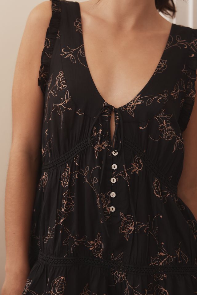 By Anthropologie Silky Ruffle Romper #2