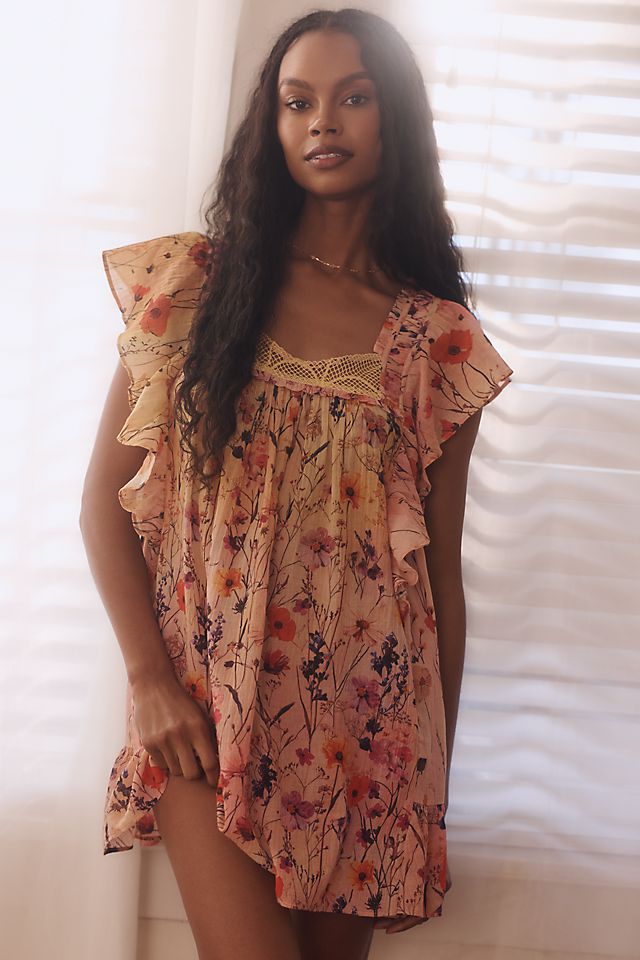 anthropologie mini dress Endless Rose Floral Lace 100% Rayon lining Pullover styling Scoop neckline Hand wash Imported By Anthropologie 100% Cotton Lace