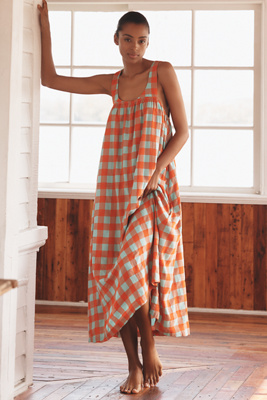 By Anthropologie Tie-back Midi Apron Nap Dress