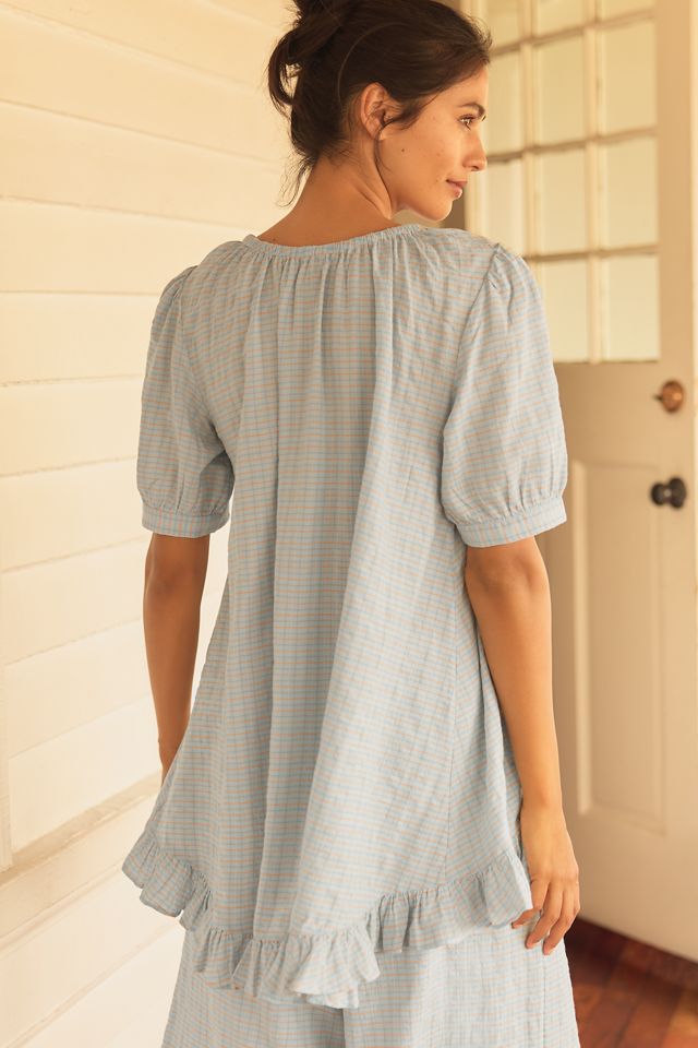 By Anthropologie Short-Sleeve Ruffled Pajama Top