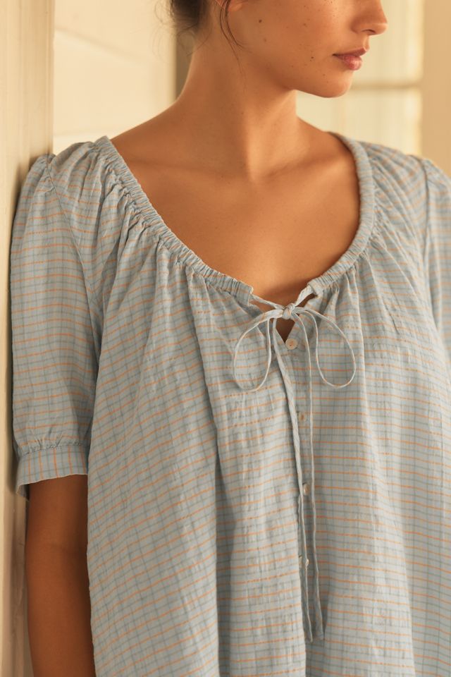 By Anthropologie Short-Sleeve Ruffled Pajama Top #3