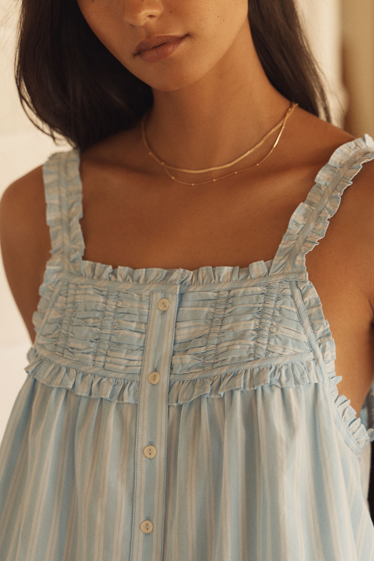 LyreBird Cotton Button-Front Swing Pajama Tank