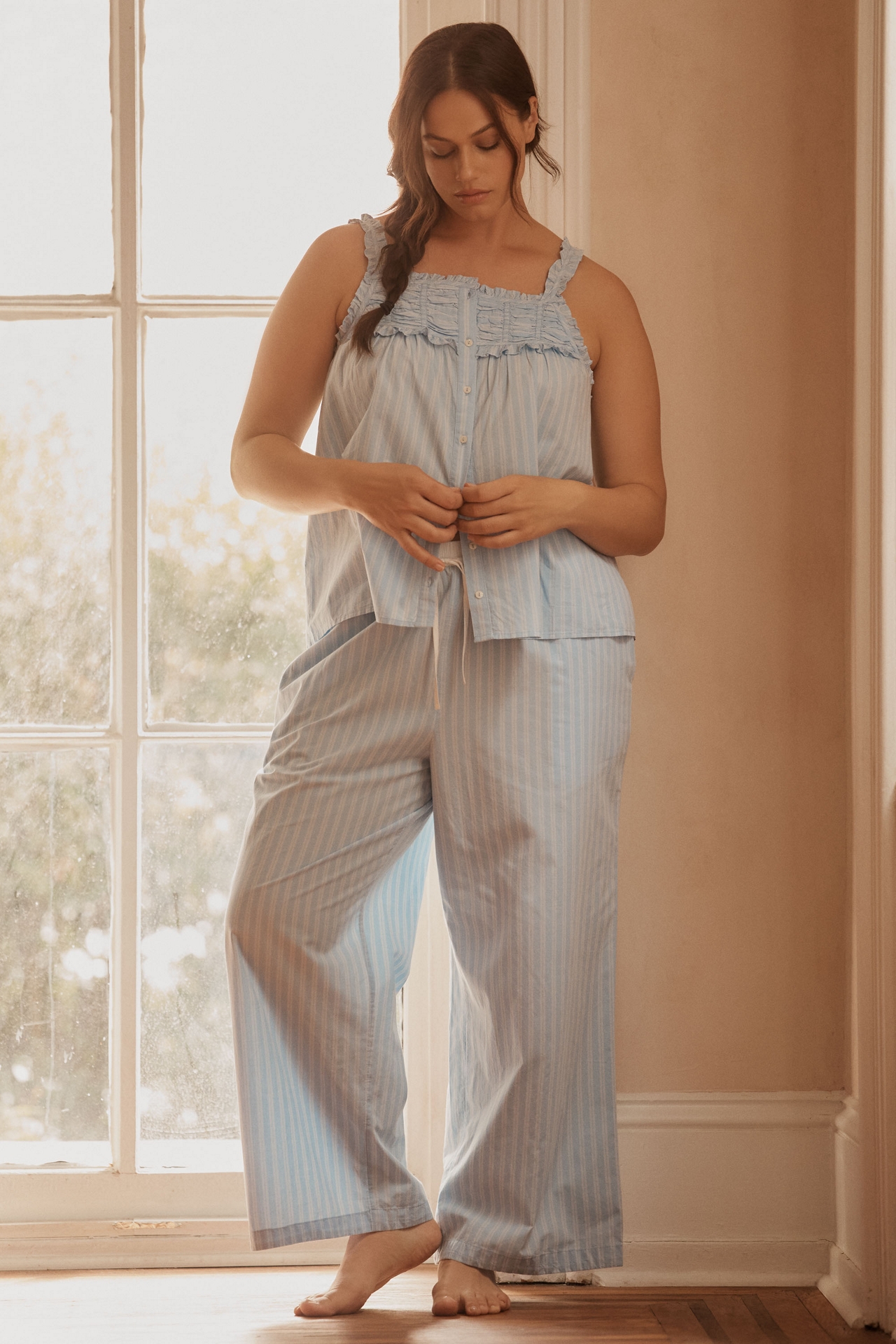 LyreBird Cotton Button-Front Swing Pajama Tank