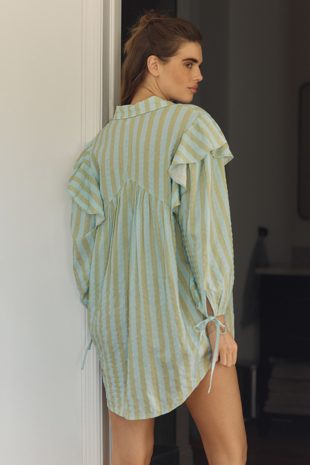 LyreBird x Nay Bellamy Long-Sleeve Popover Mini Dress